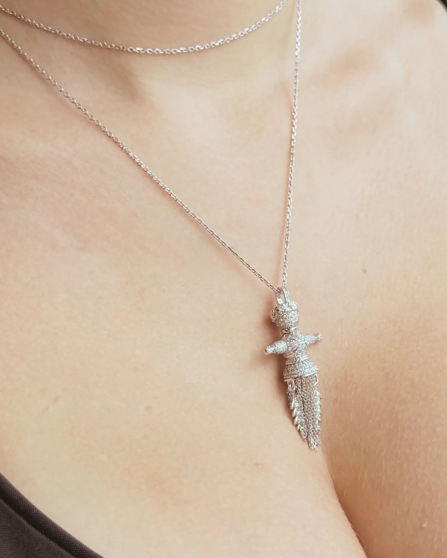 Spring Doll Pendant with diamonds