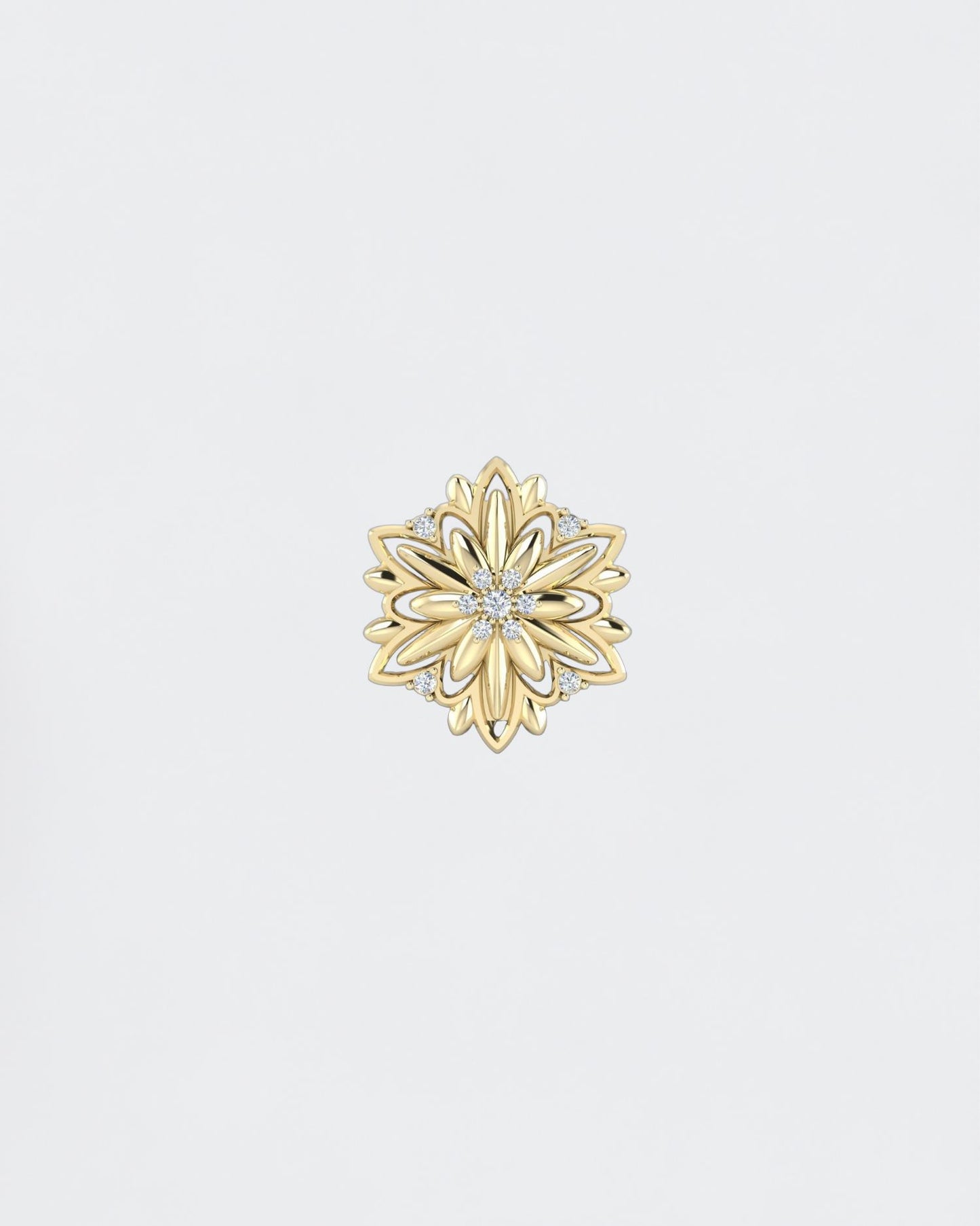 Gold brooch Edelweiss with diamonds