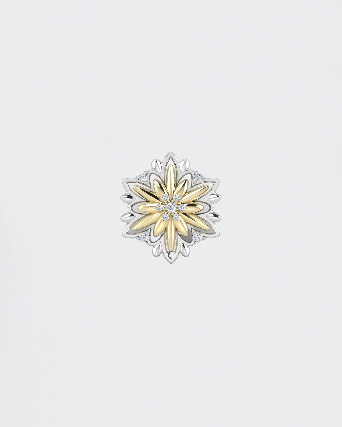 Gold brooch Edelweiss with diamonds