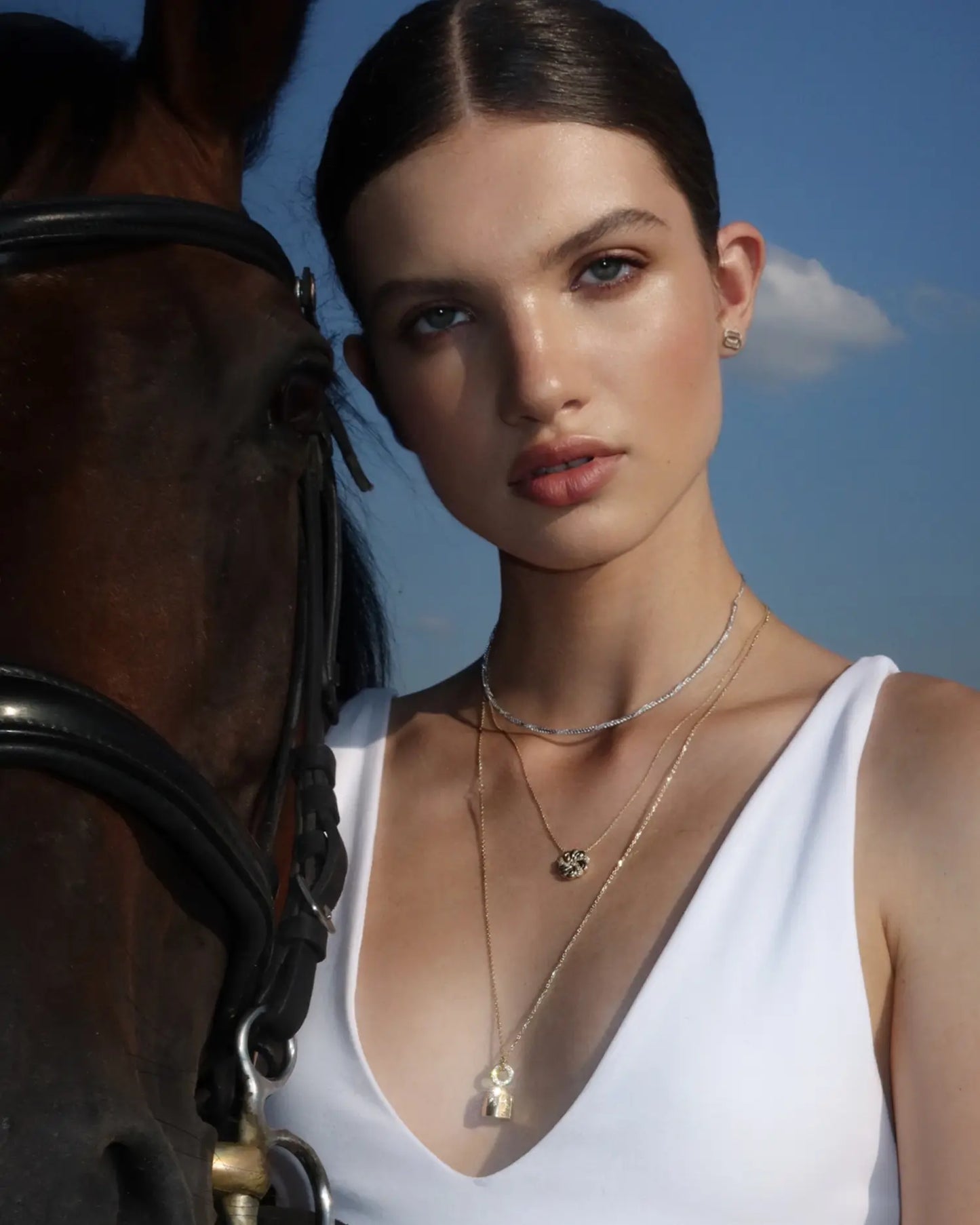 Gold necklace Spikelet mini with diamonds
