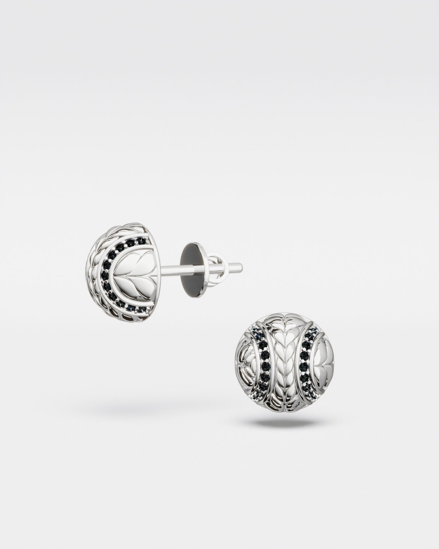 Tennis Ball Stud Earrings mini with black diamonds