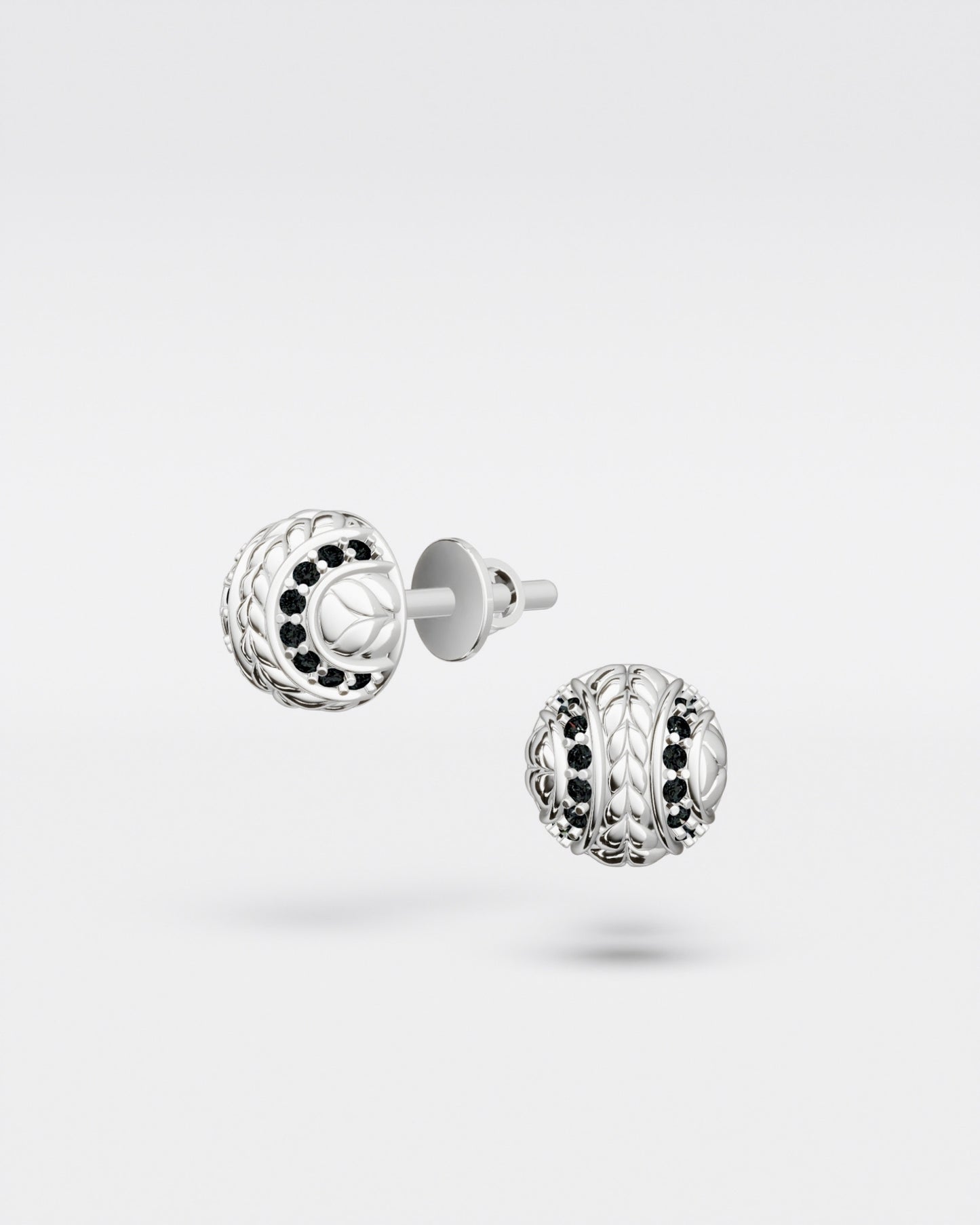 Tennis Ball Stud Earrings mini witch black diamonds