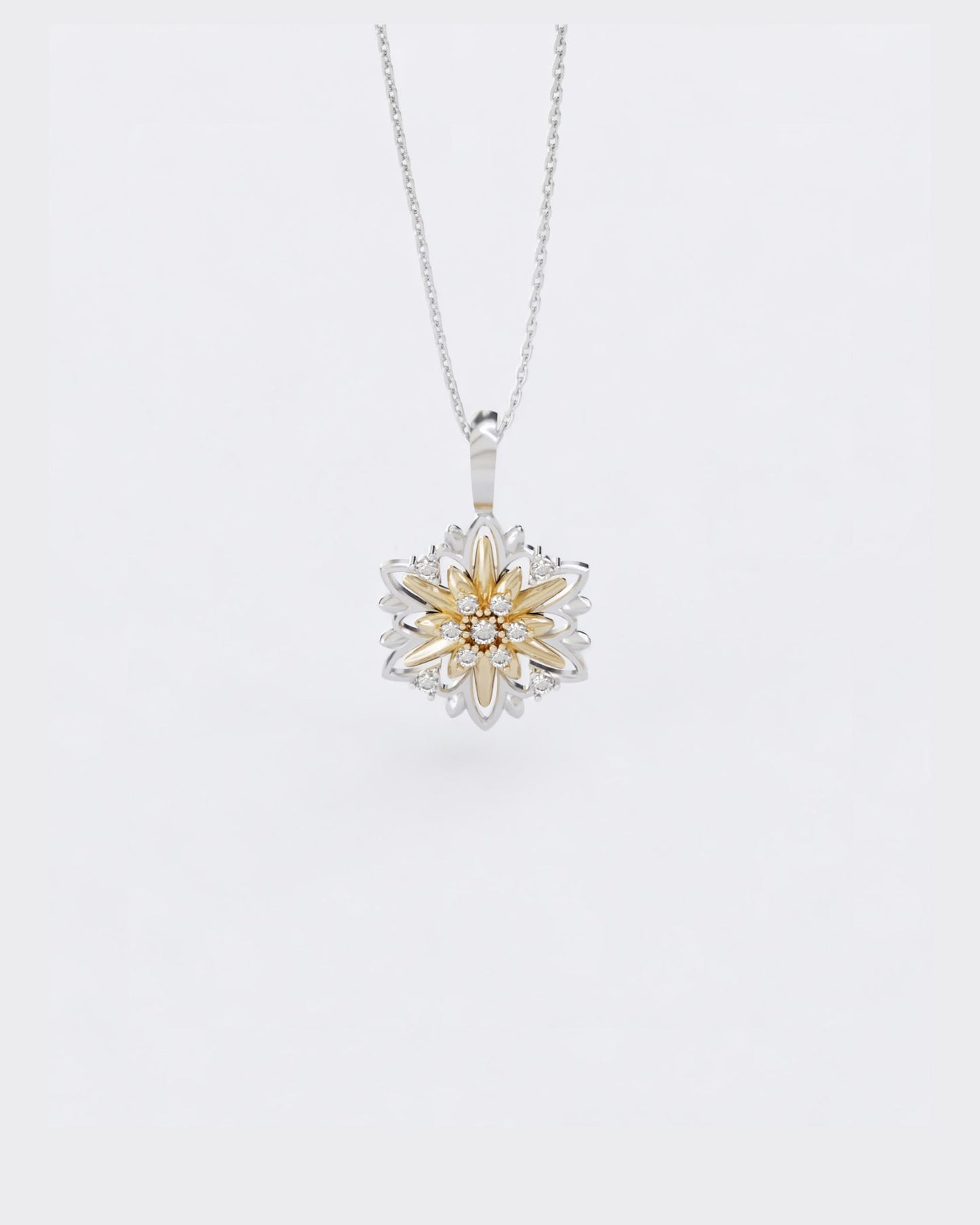 Gold Pendant Edelweiss mini with diamonds