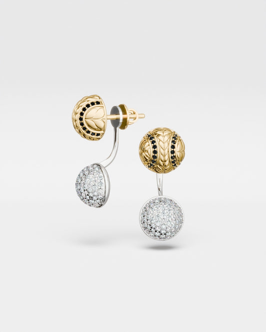 Tennis Ball Stud Earrings with black diamonds