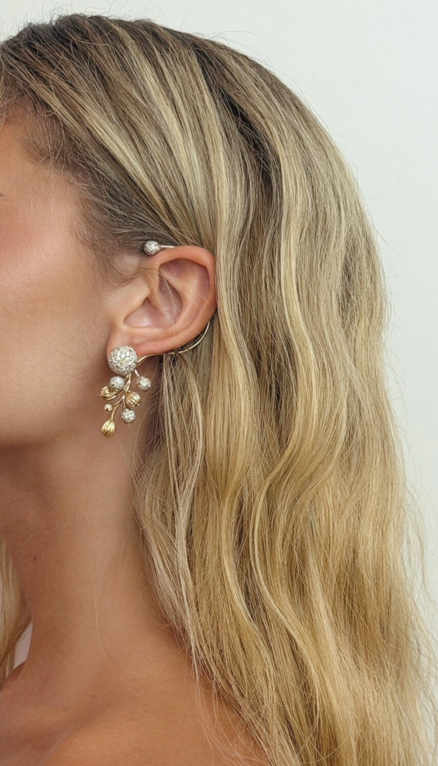 Gold cuff and earring Mimosa