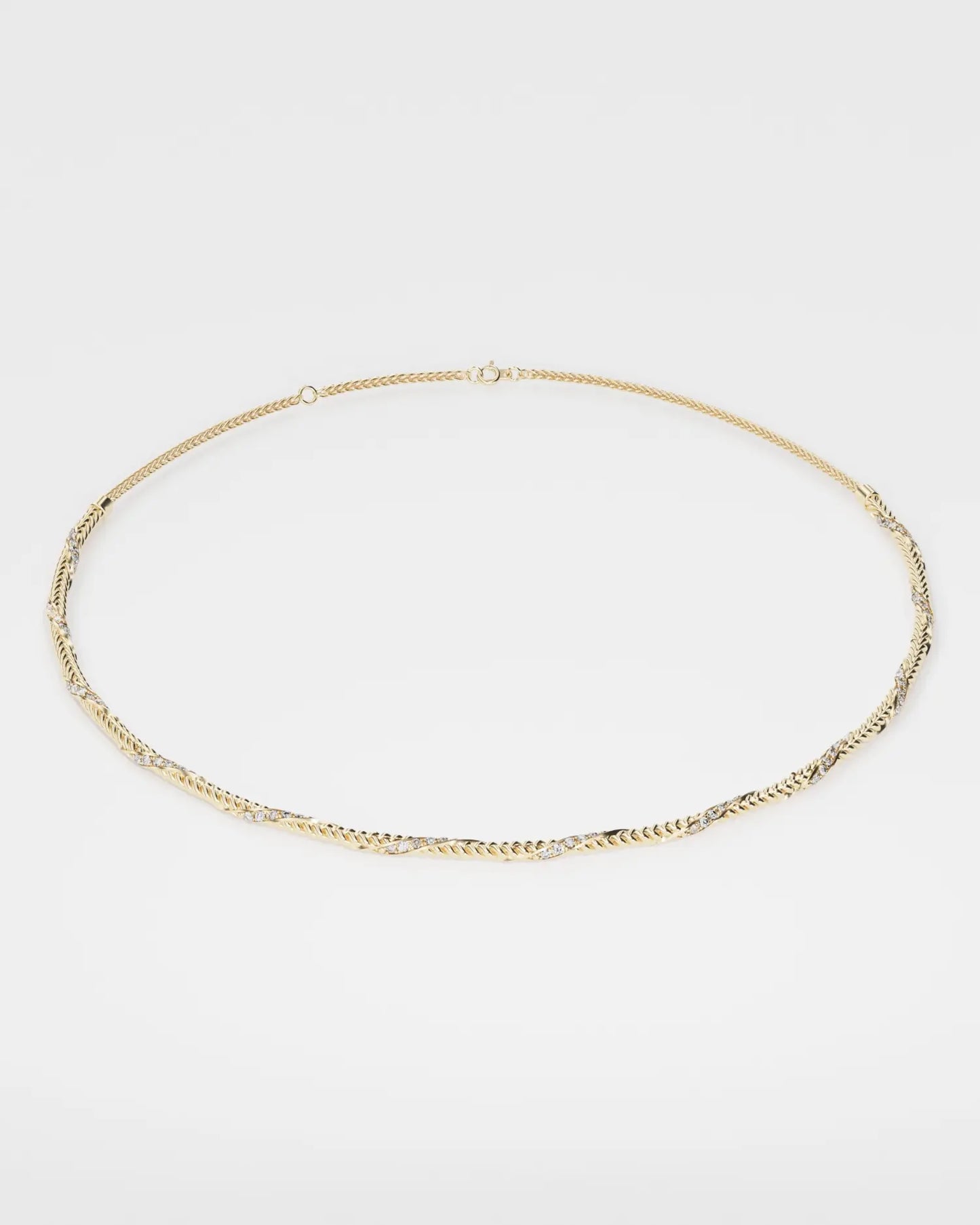 Gold necklace Spikelet mini with diamonds