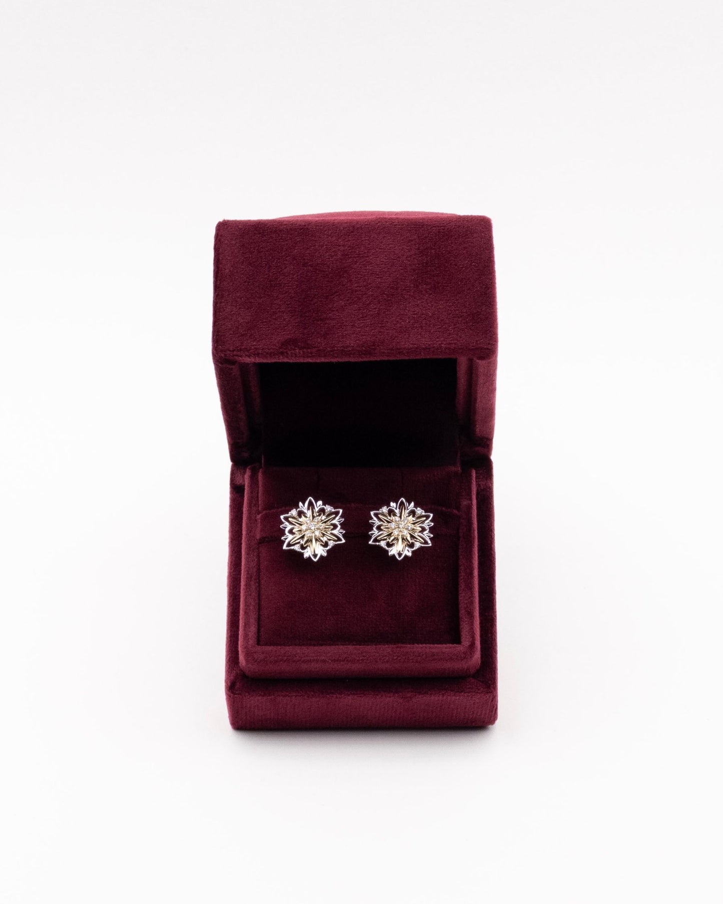 Gold Earrings Edelweiss with diamonds (Size L)