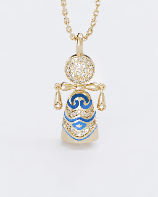 Lucky charm doll pendant Colors of roots