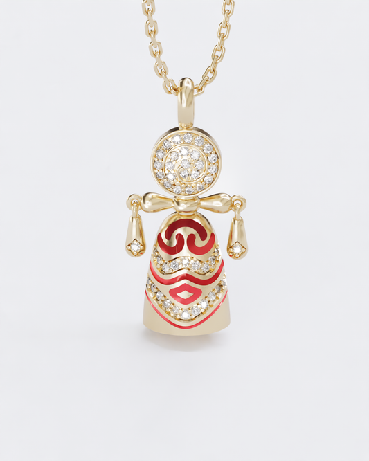 Lucky charm doll pendant Colors of roots