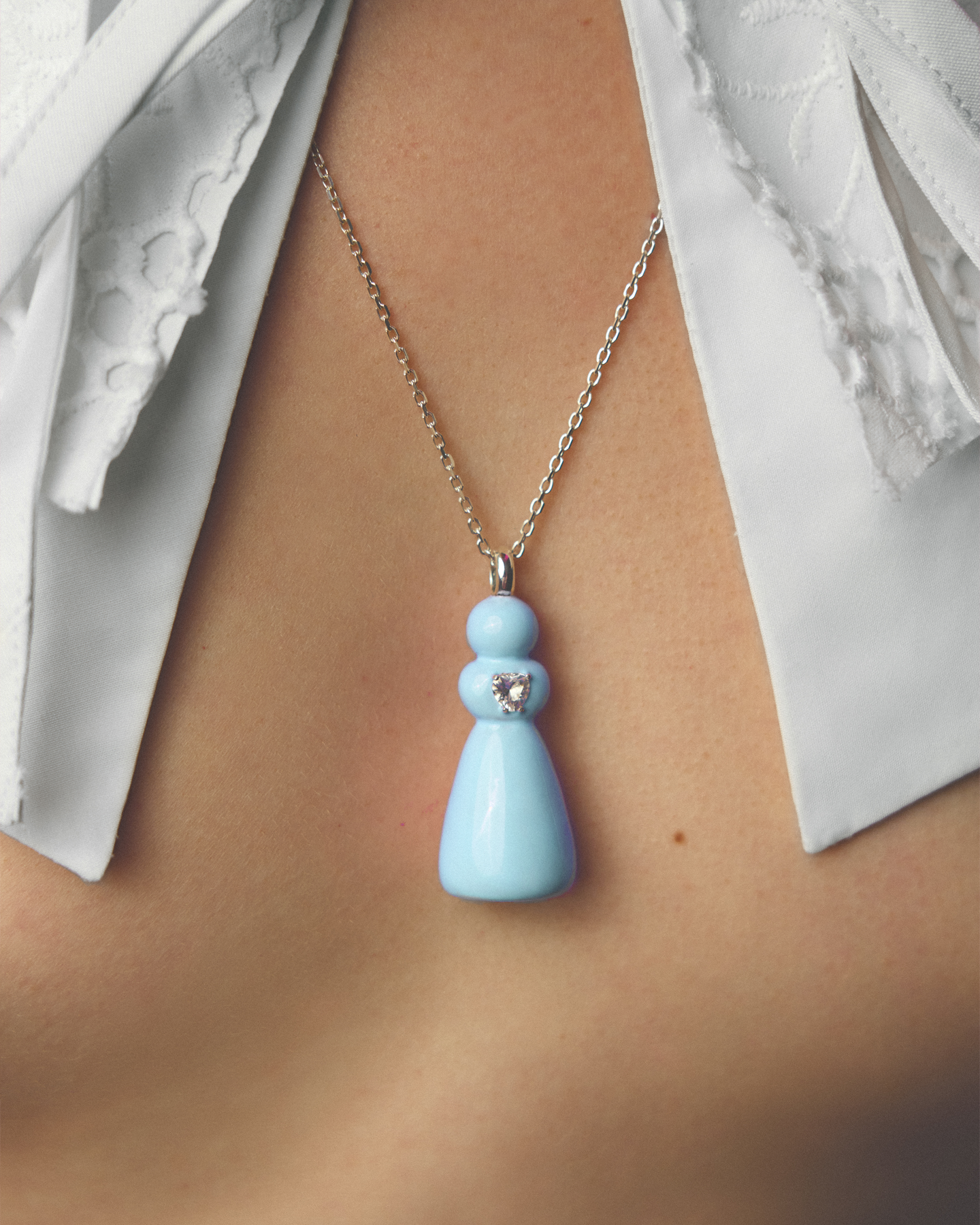 Blue Enamel Doll Pendant