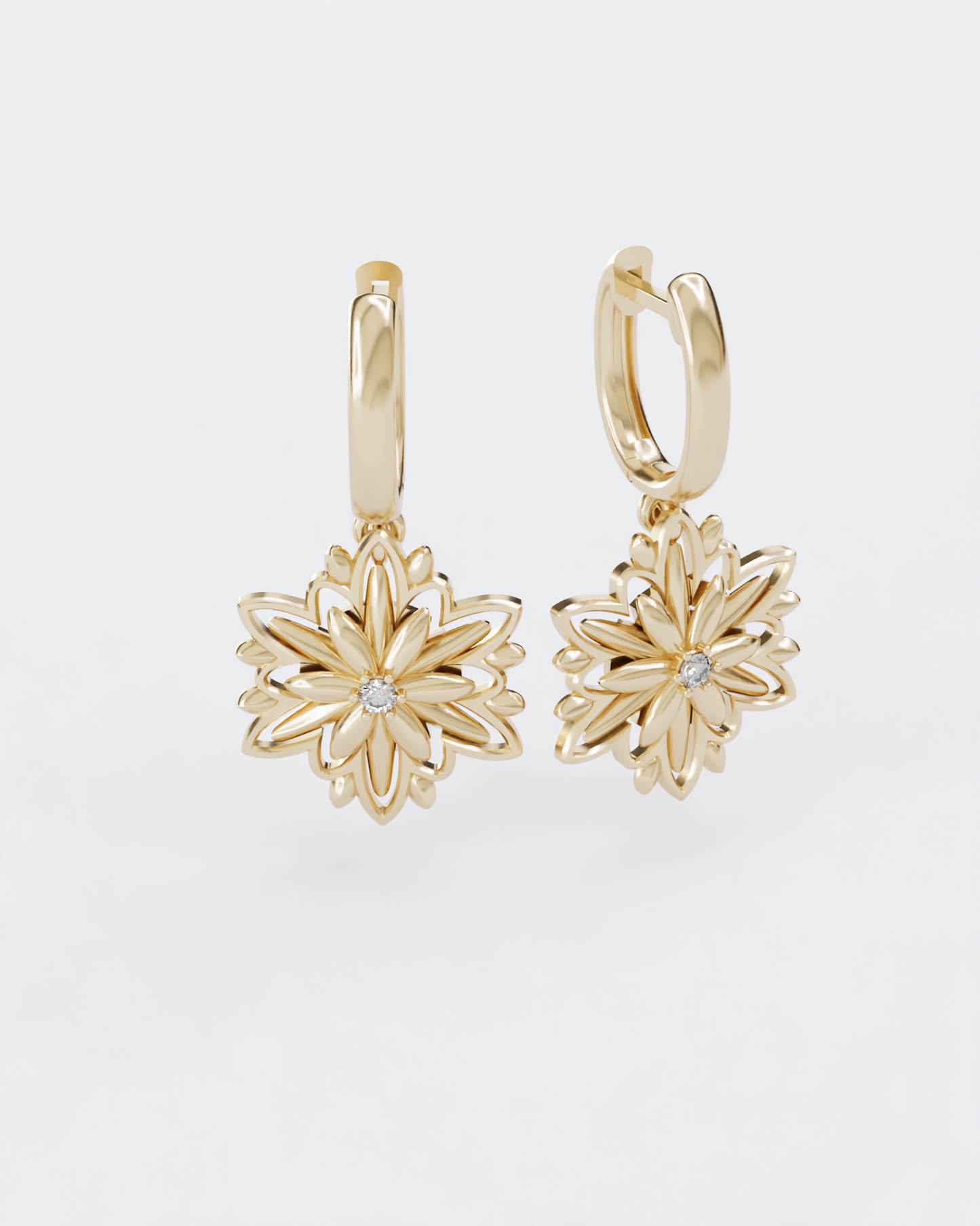 Gold Earrings Edelweiss