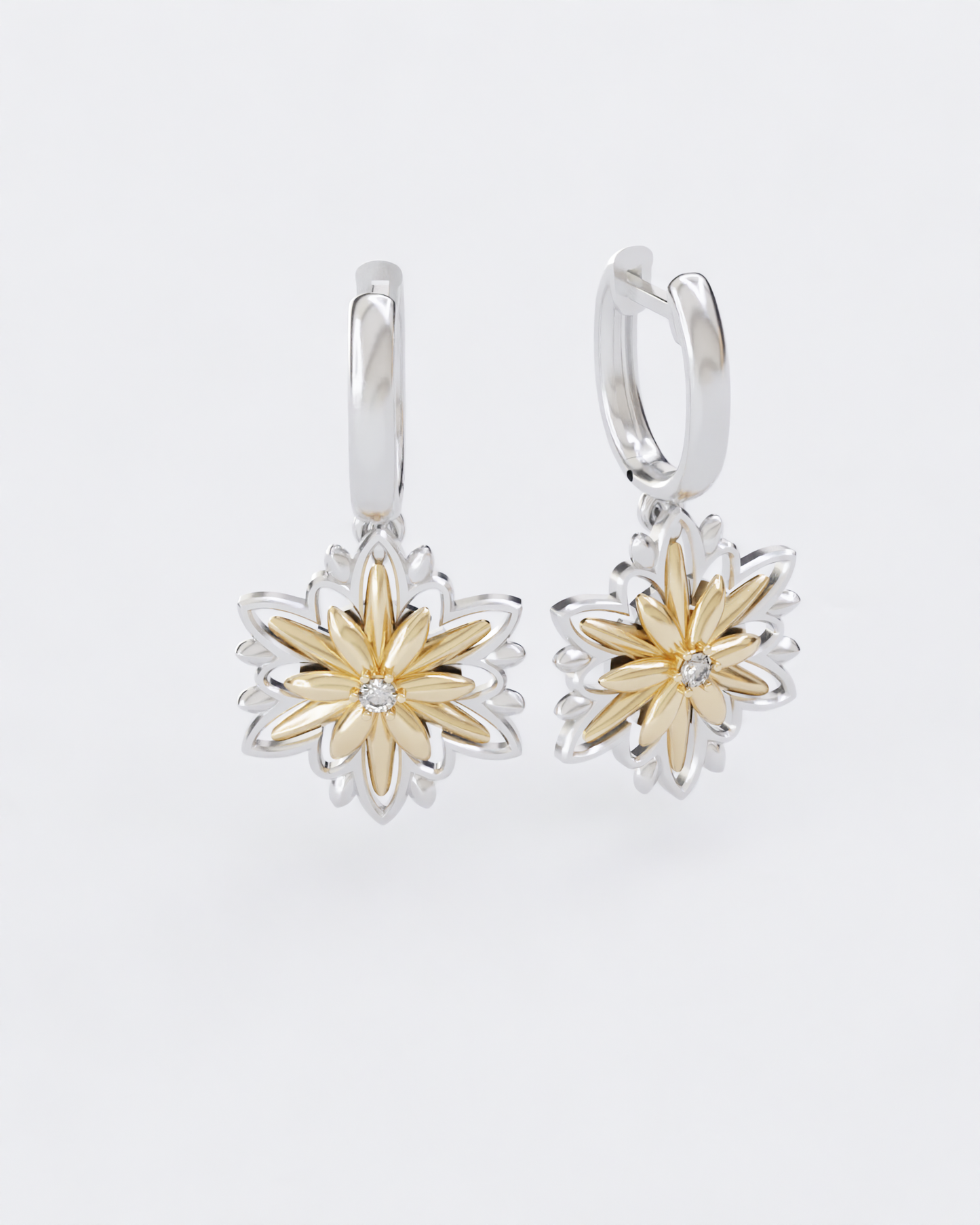 Gold Earrings Edelweiss