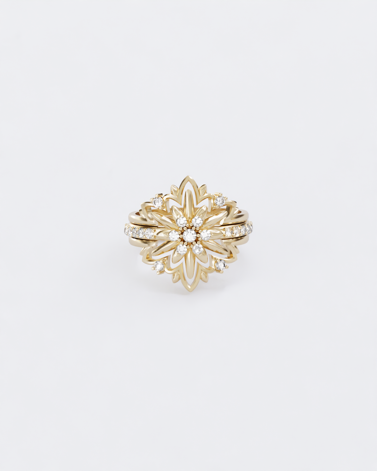 Gold ring Edelweiss with diamonds