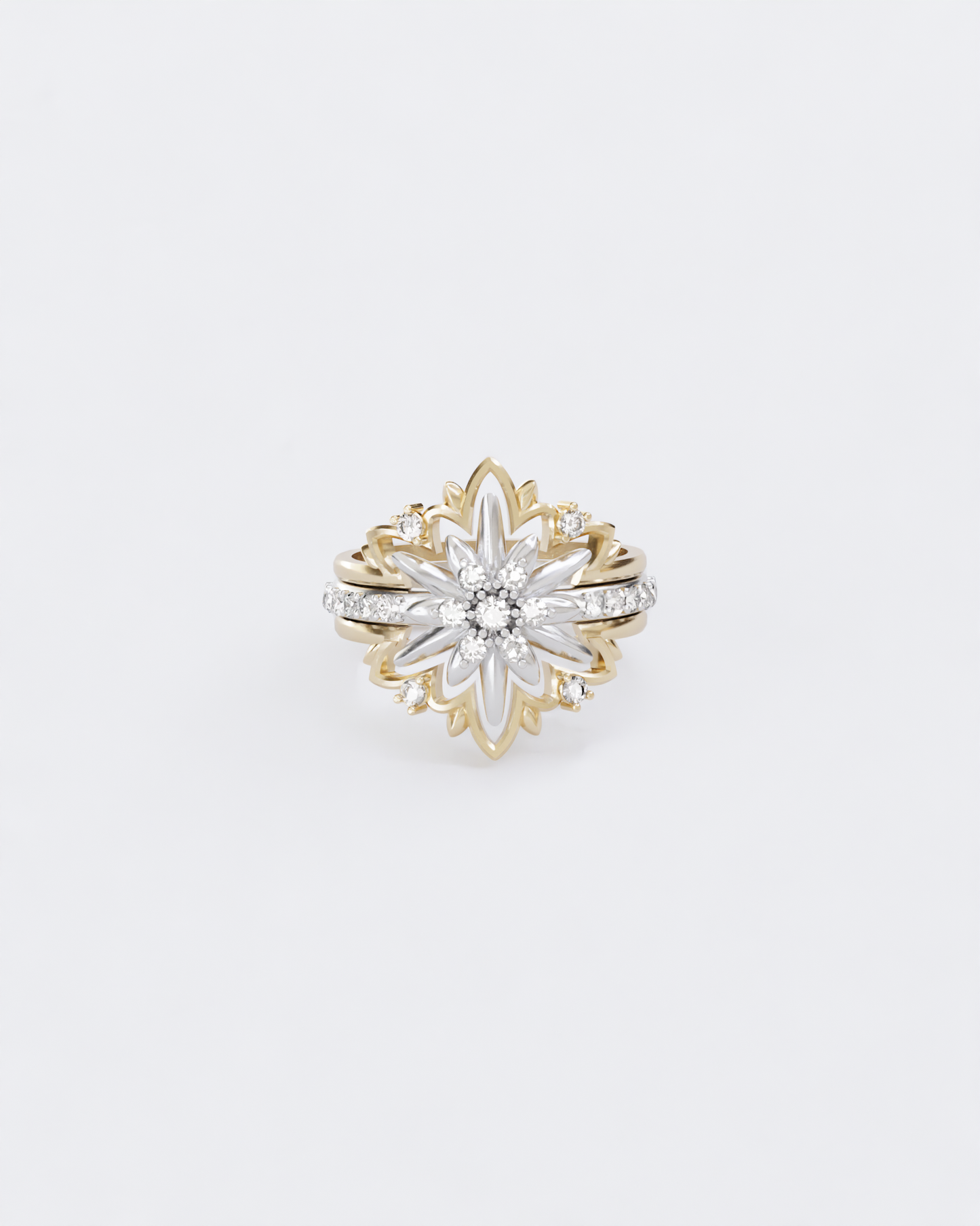 Gold ring Edelweiss with diamonds