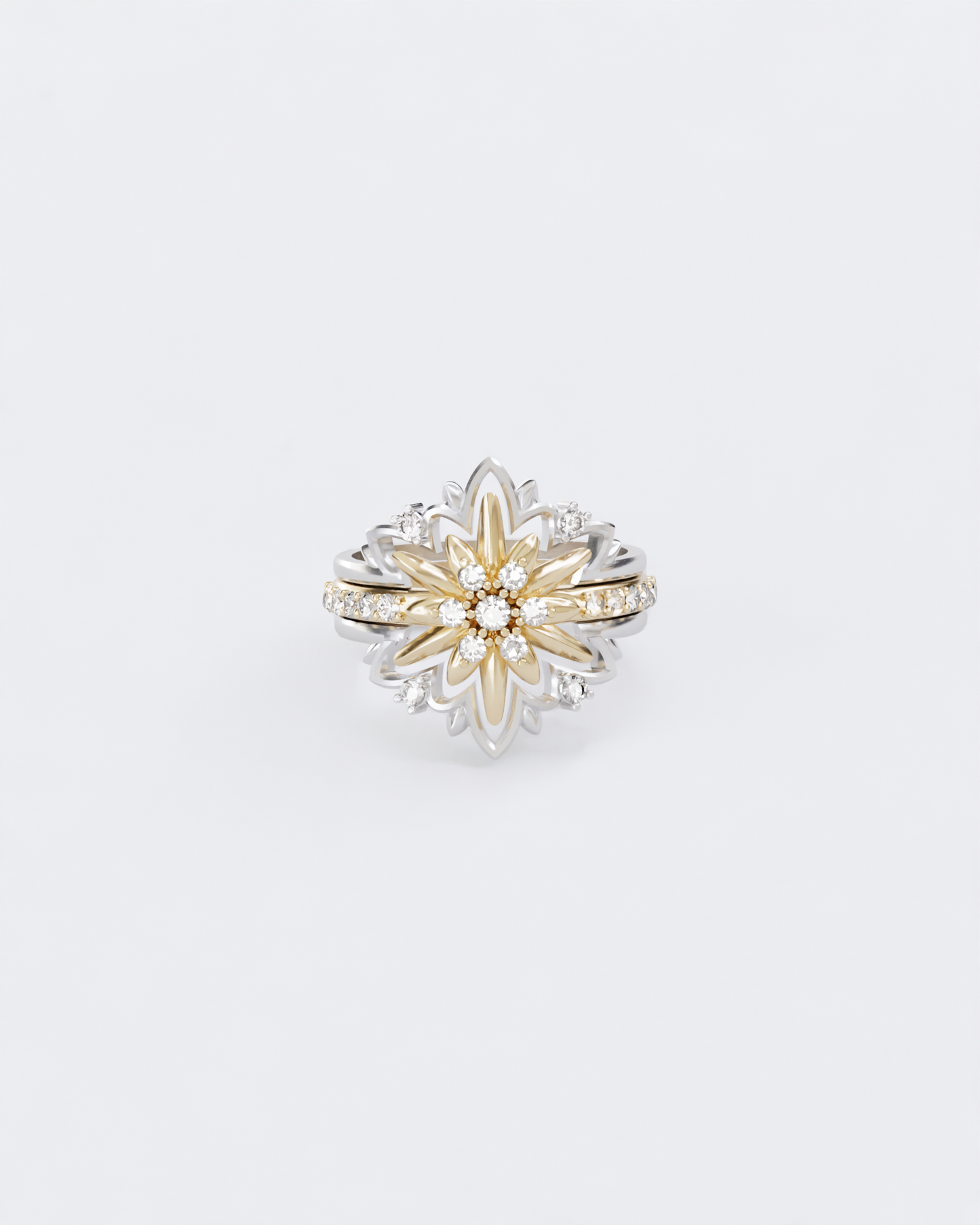 Gold ring Edelweiss with diamonds