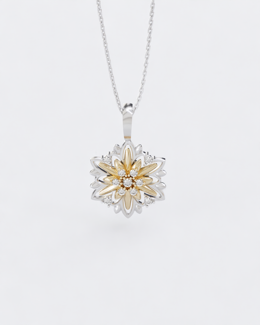 Gold Pendant Edelweiss with diamonds