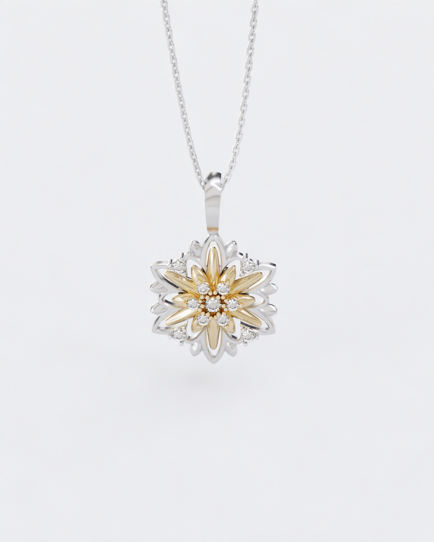 Gold Pendant Edelweiss with diamonds