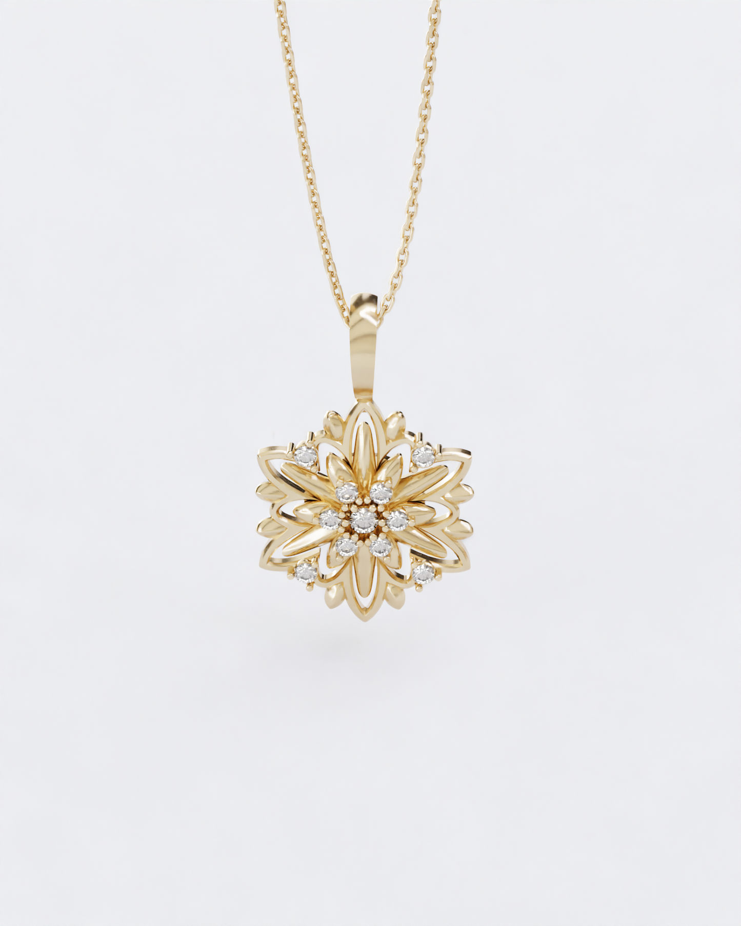 Gold Pendant Edelweiss with diamonds