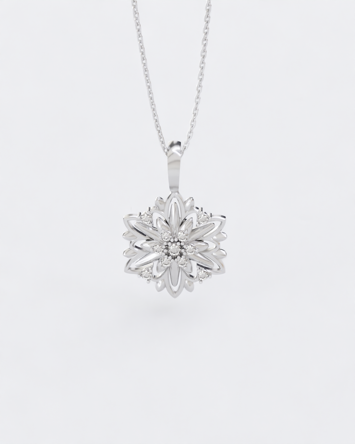 Gold Pendant Edelweiss with diamonds