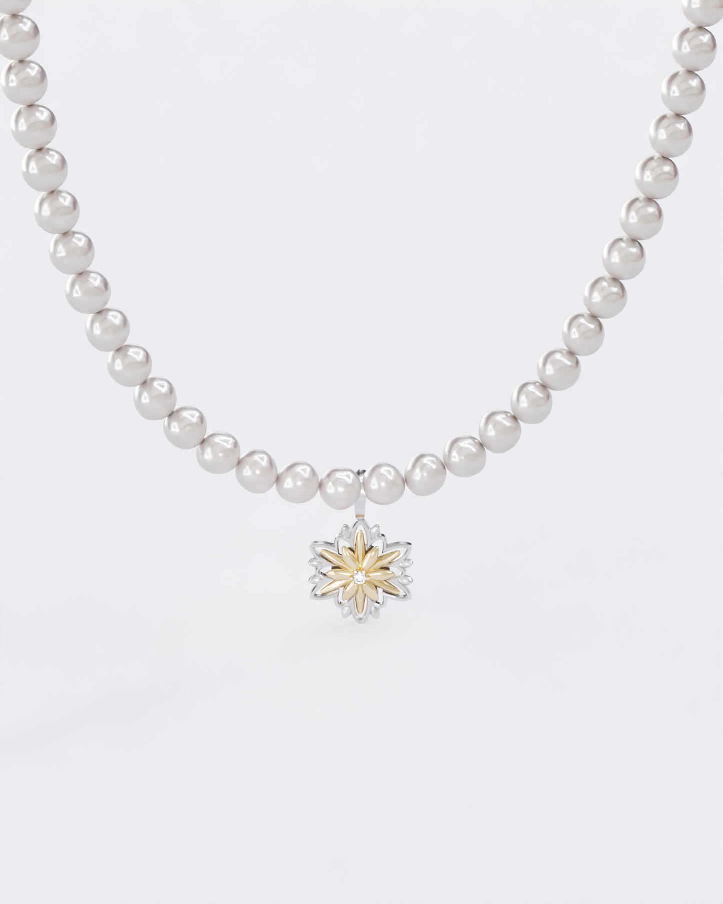 Gold Pendant Edelweiss with pearls