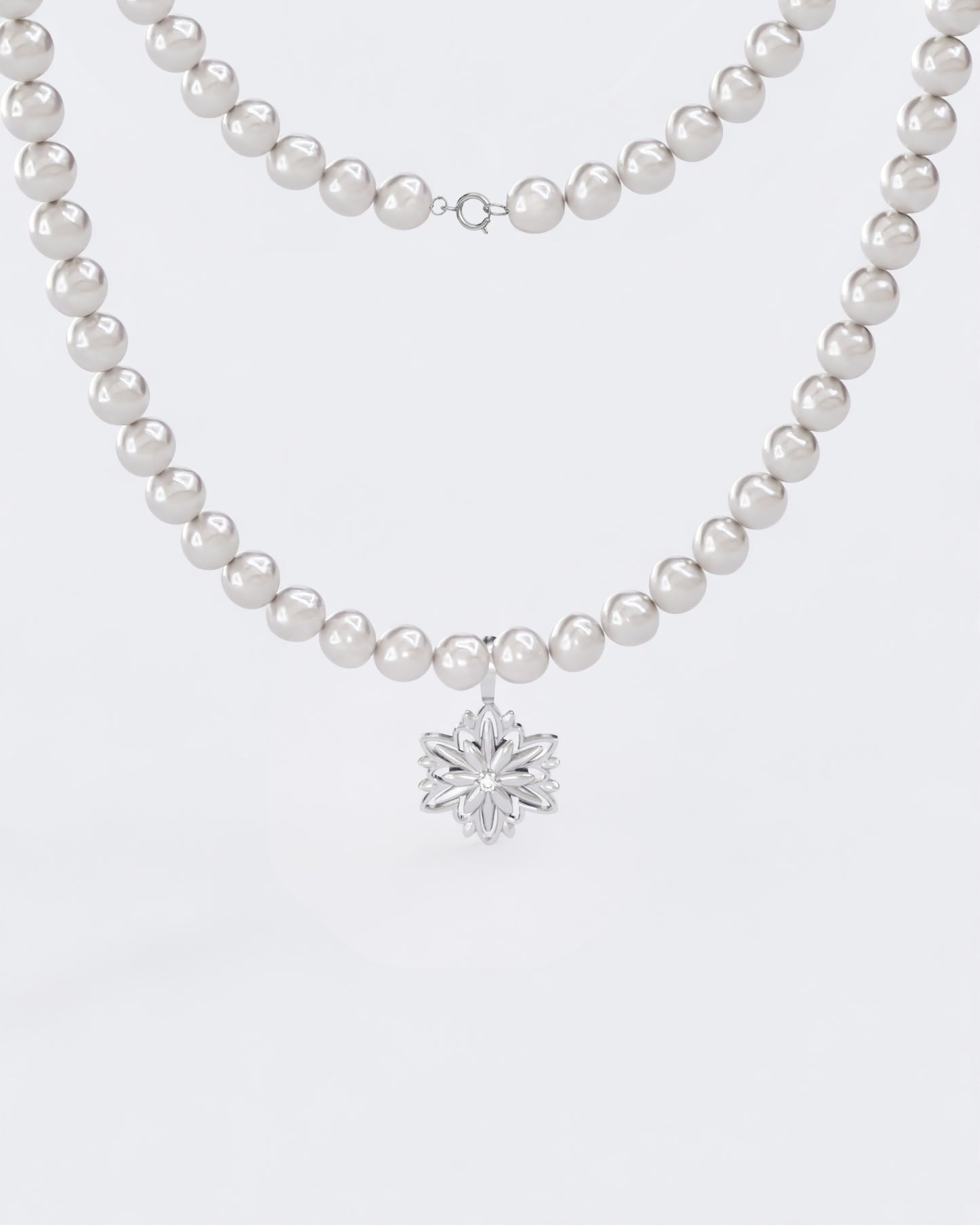 Long gold necklace Edelweiss with pearls with clasp