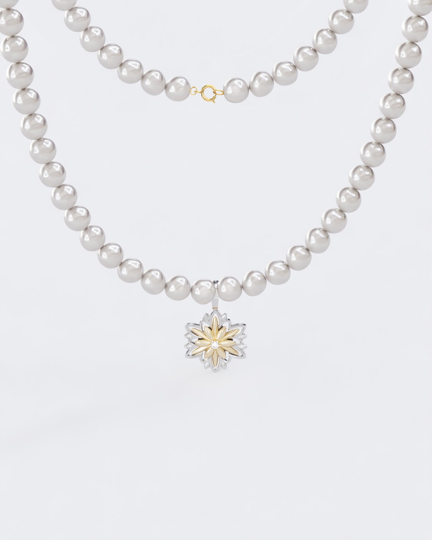 Gold Pendant Edelweiss with pearls with clasp
