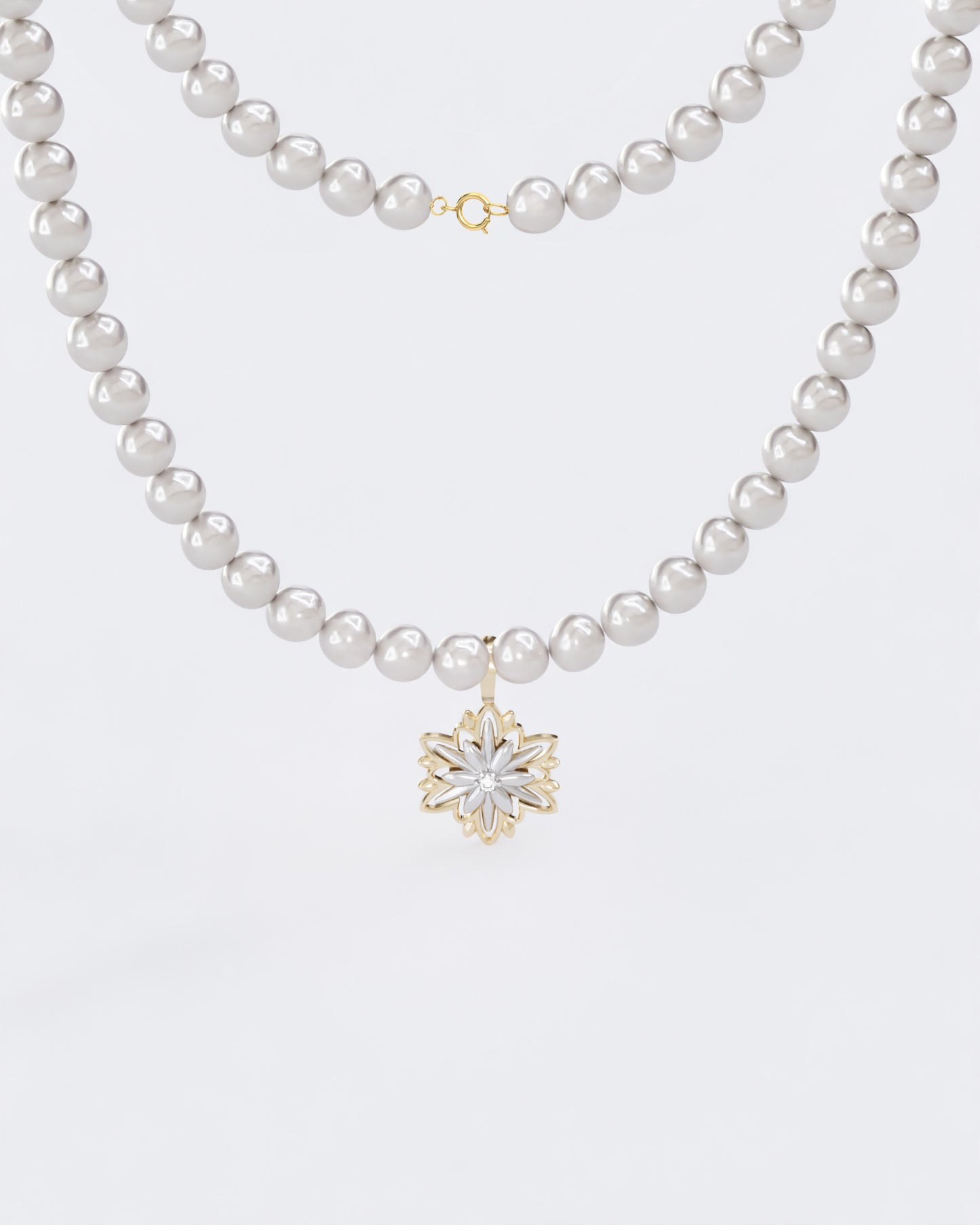 Long gold necklace Edelweiss with pearls with clasp
