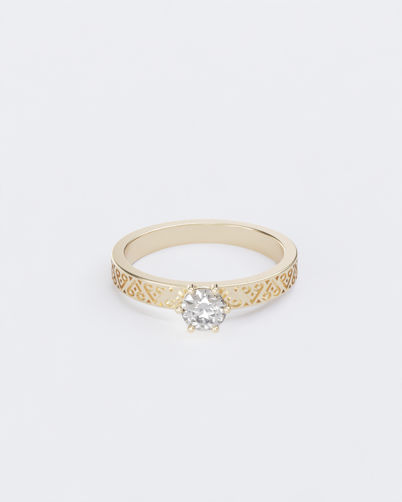 Hutsul wedding ring with diamond