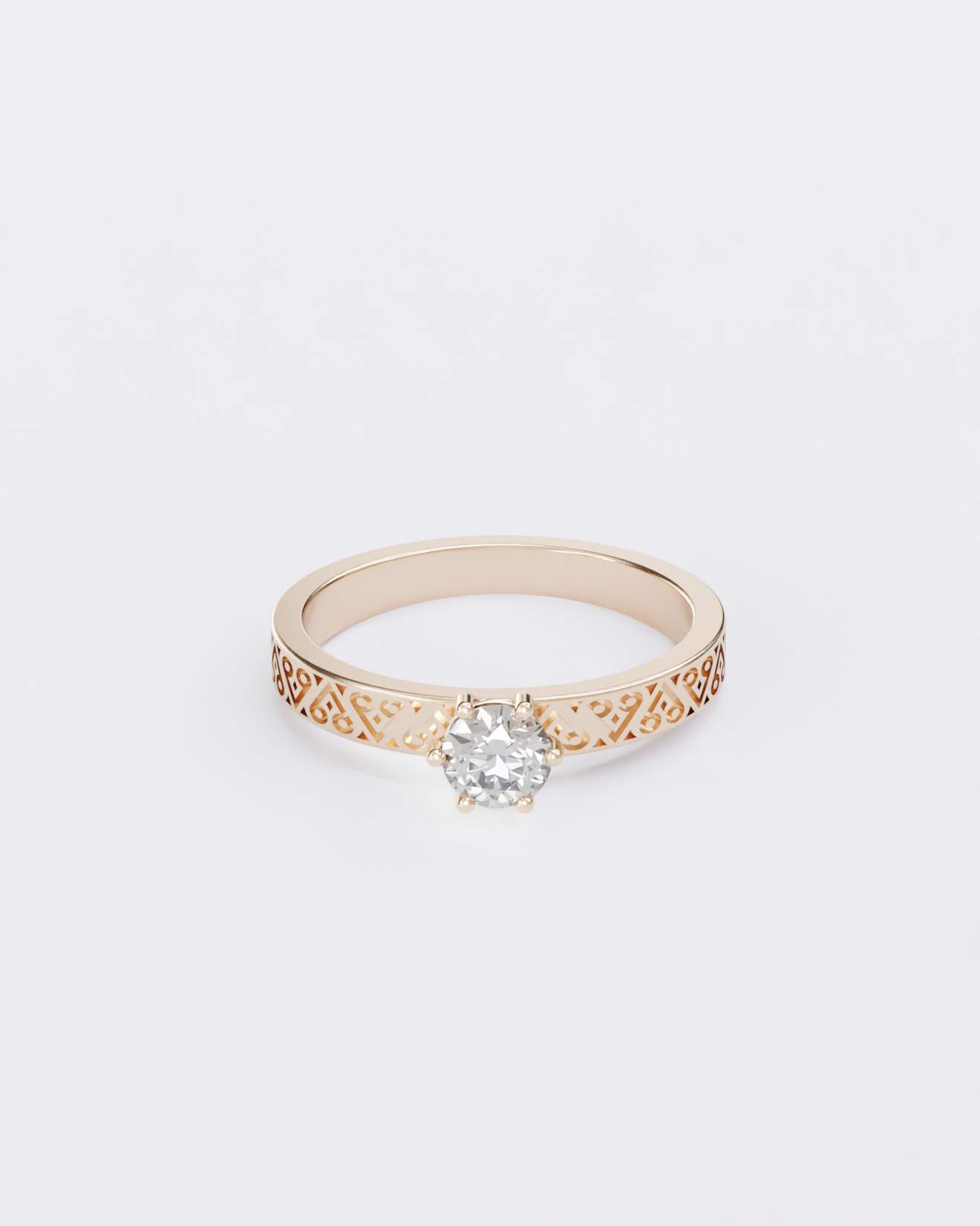 Hutsul wedding ring with diamond