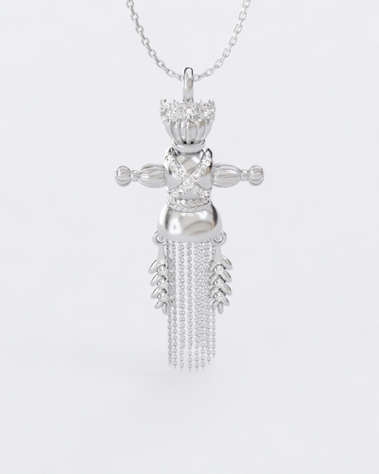 Lucky Charm Doll Wreath pendant with diamonds