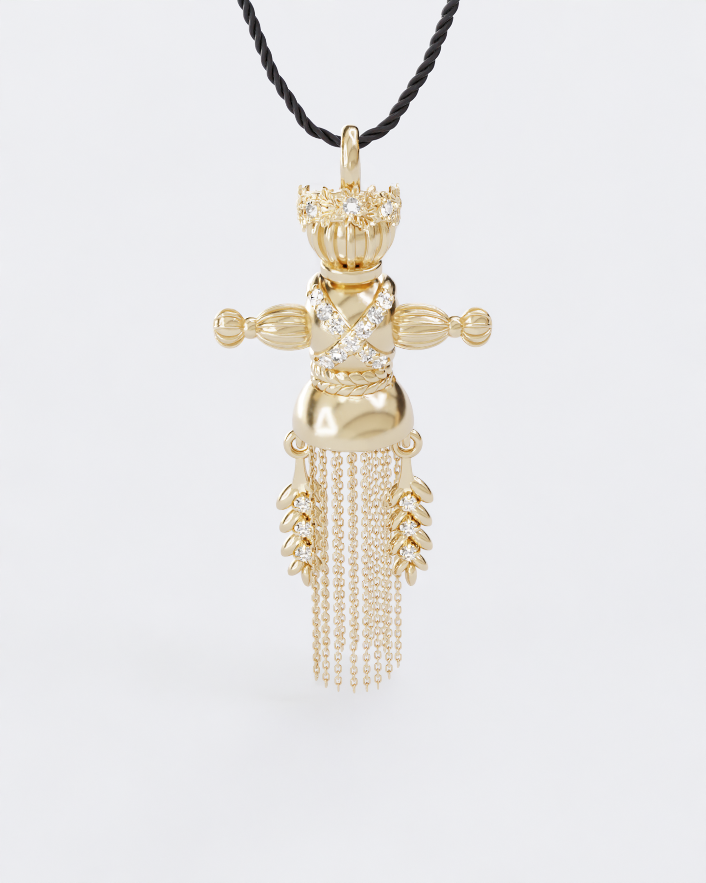 Lucky Charm Doll Wreath pendant with diamonds