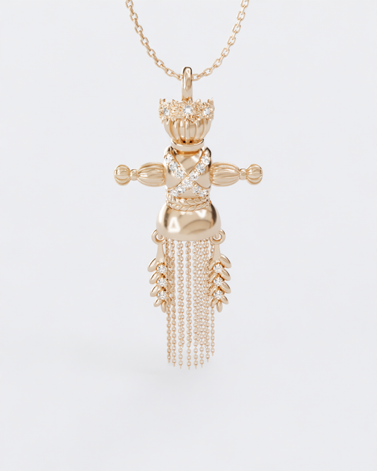 Lucky Charm Doll Wreath pendant with diamonds