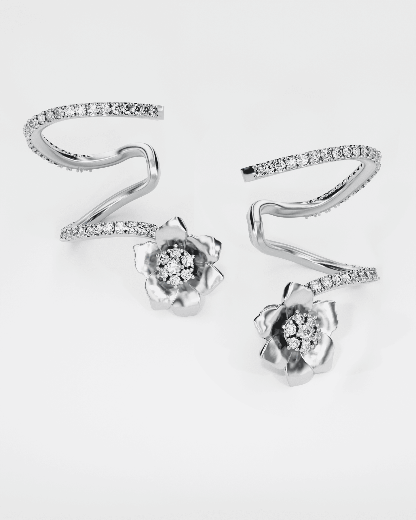 Gold earrings cuffs Anemone