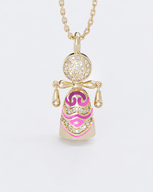 Lucky charm doll pendant Colors of roots