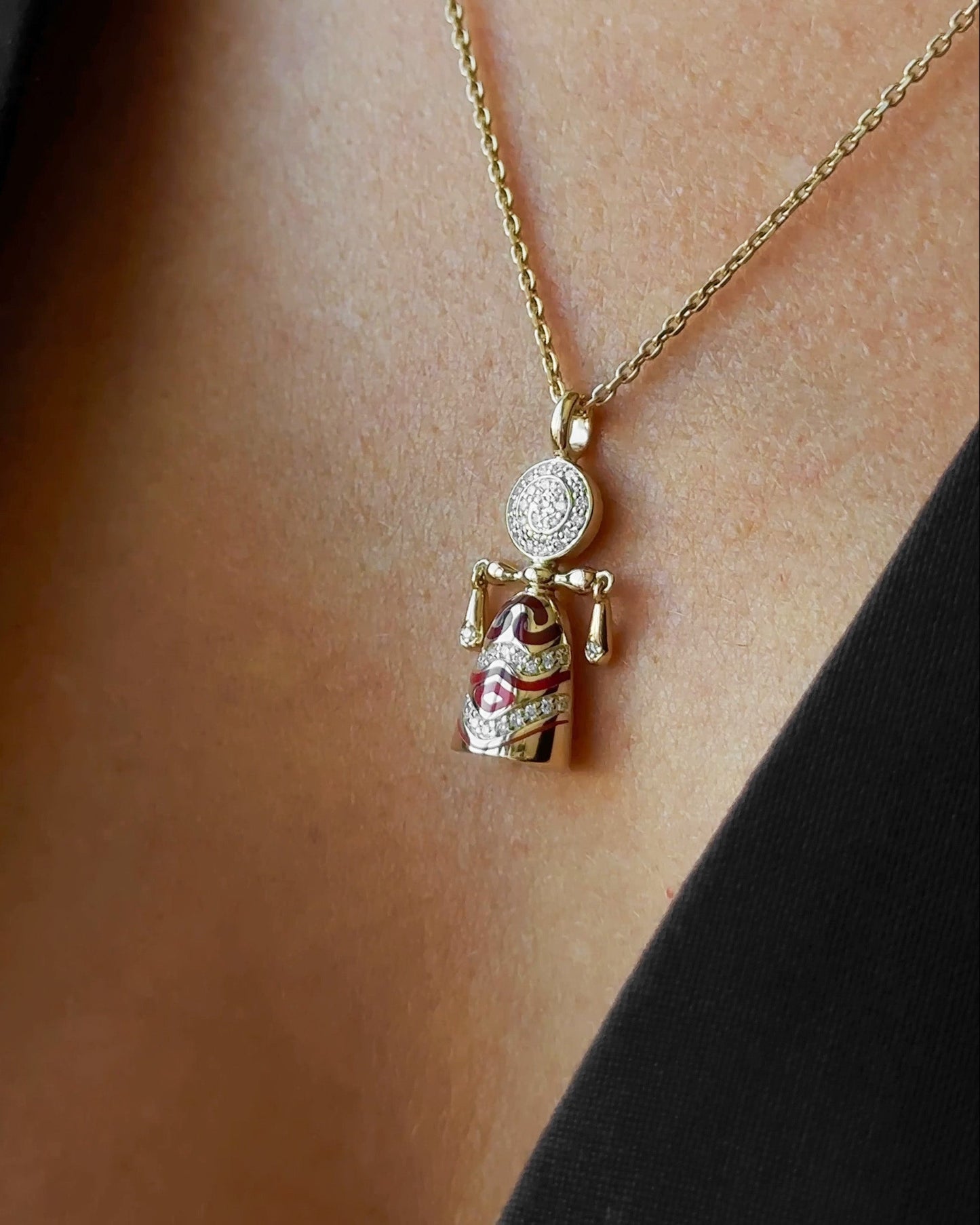 Lucky charm doll pendant Colors of roots