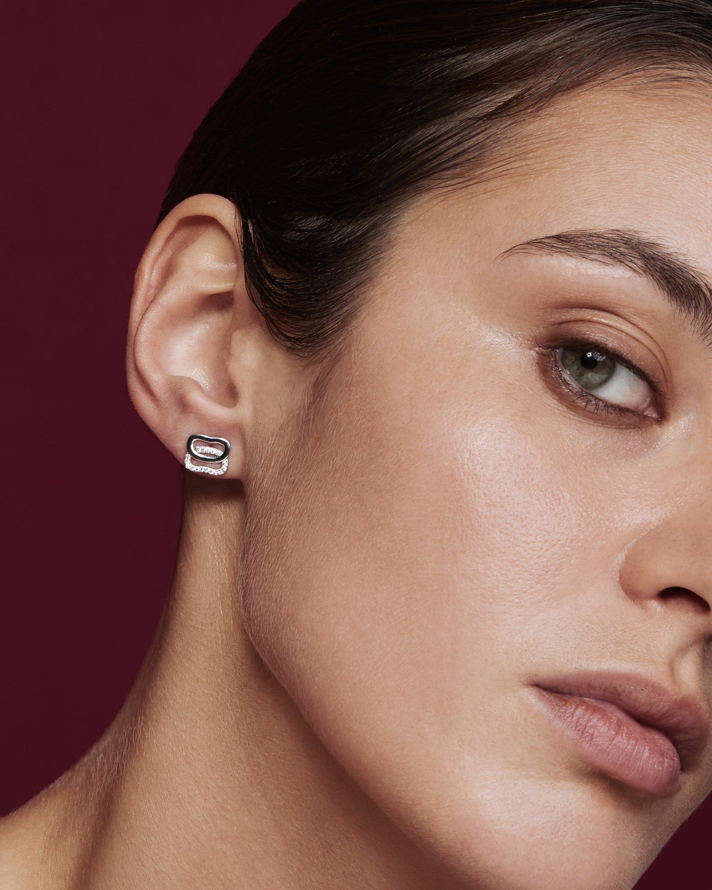 Gold Earrings Dukach with diamonds halfpave