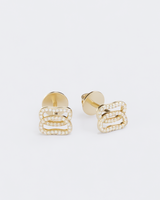 Gold Earrings Dukach with diamonds pave