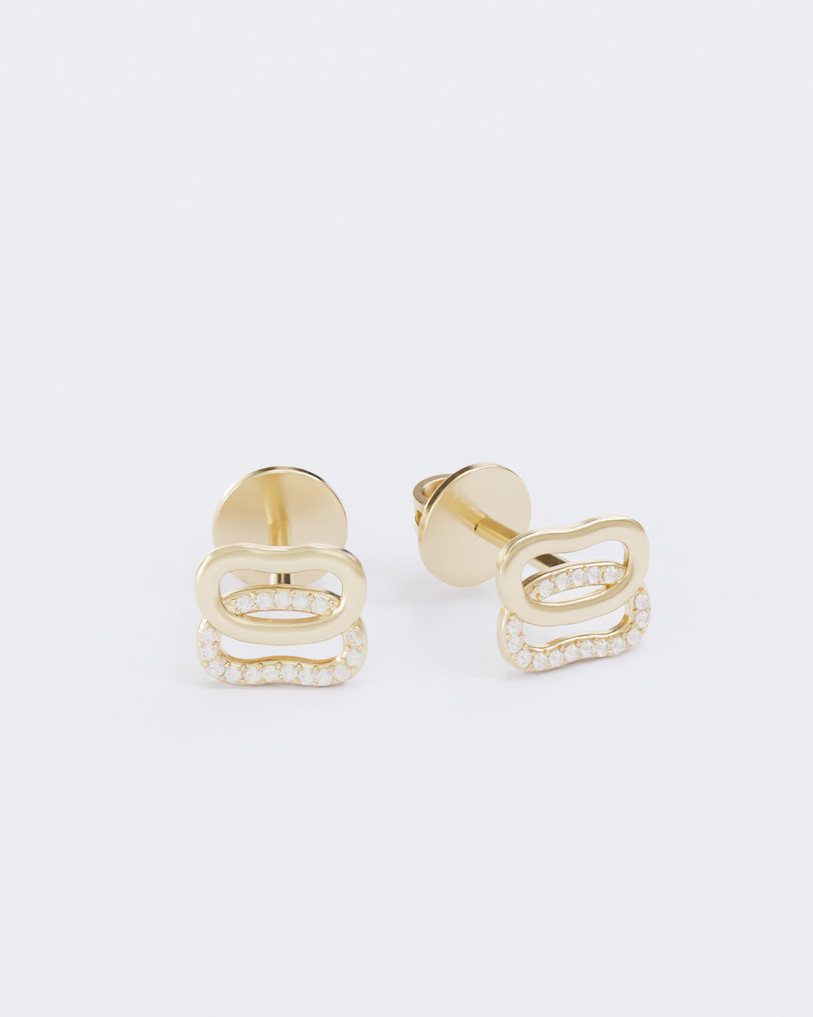 Gold Earrings Dukach with diamonds halfpave