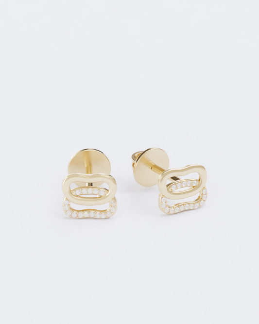 Gold Earrings Dukach with diamonds halfpave