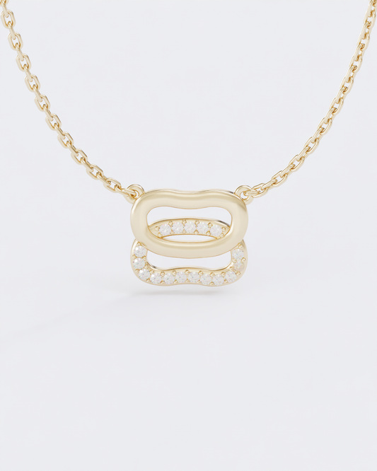 Gold Necklace Dukach with diamonds halfpave