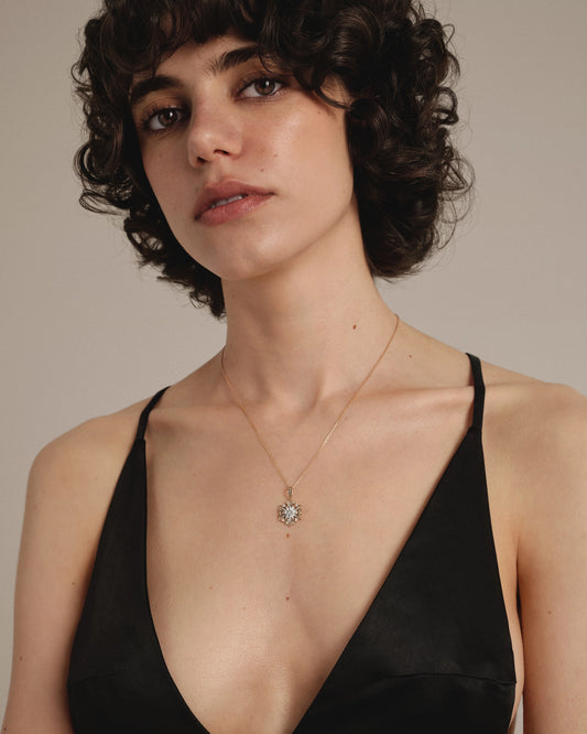 Gold Pendant Edelweiss mini with diamonds