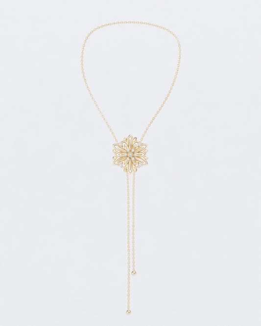 Gold necklace Edelweiss with diamonds (size L)