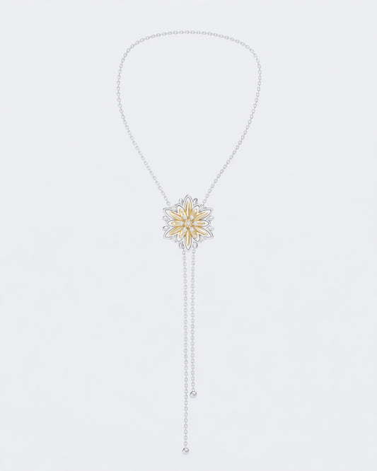 Gold necklace Edelweiss with diamonds