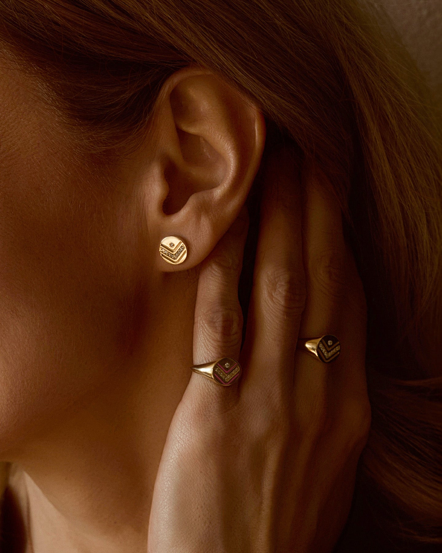 Colors of roots Diamond Stud Earrings
