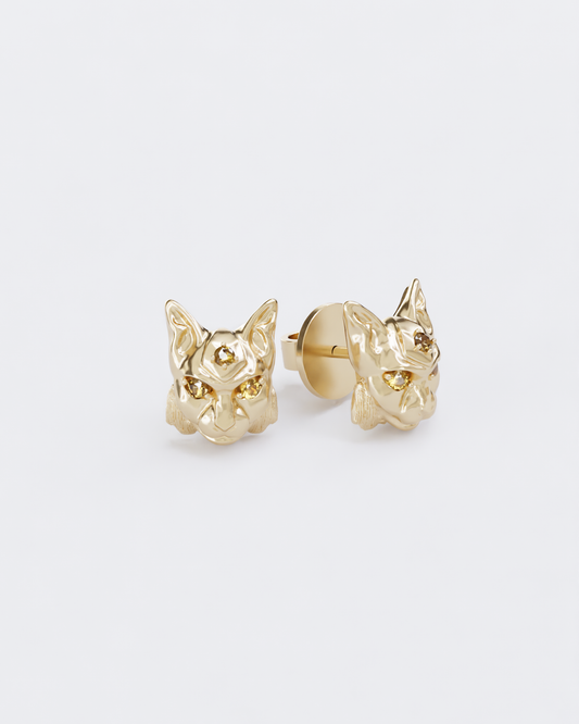 Gold earrings Lynx