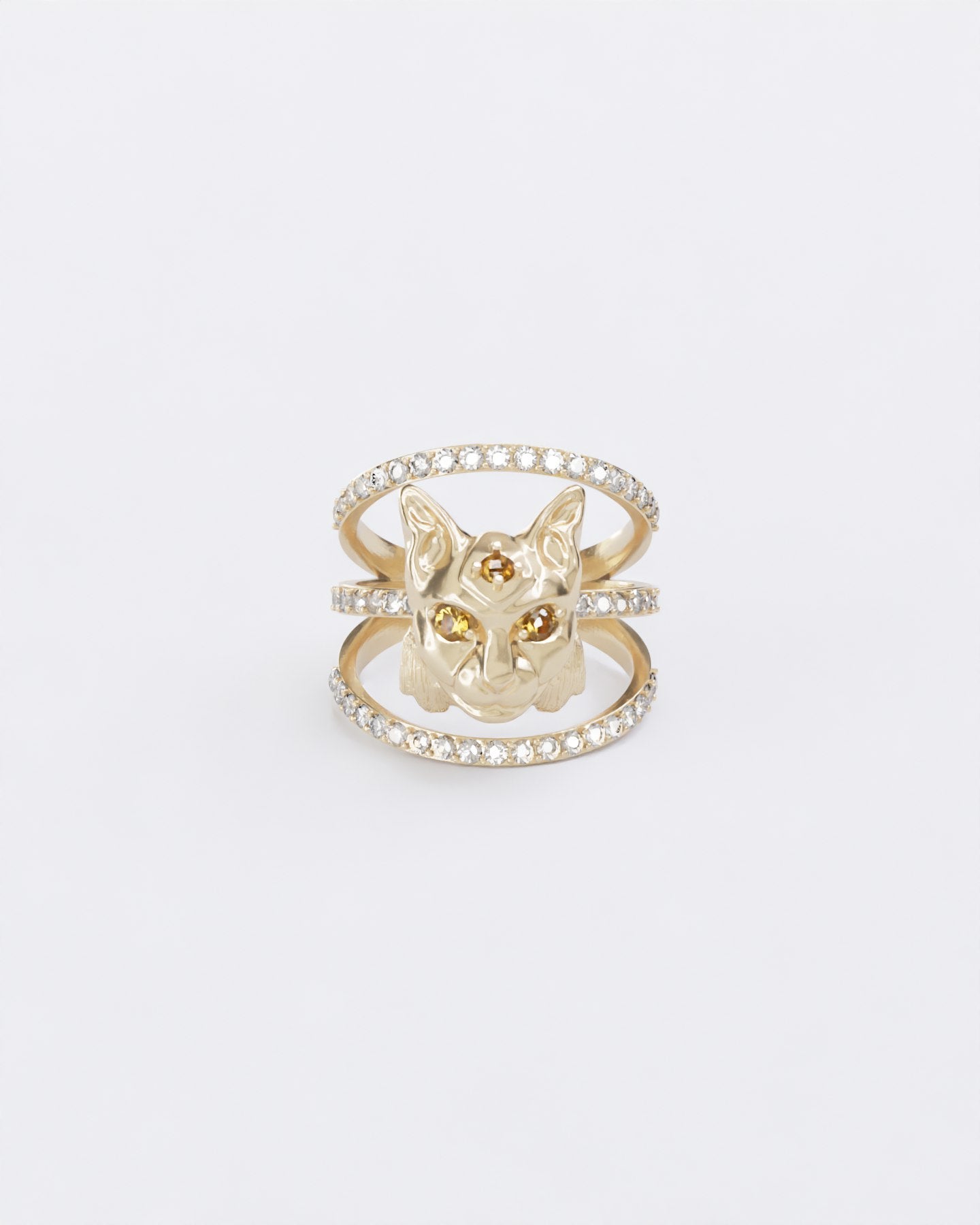 Gold ring Lynx with diamonds