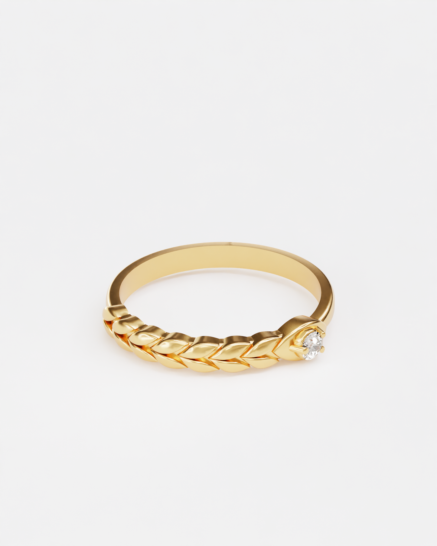 Gold Spikelets mini ring with diamond
