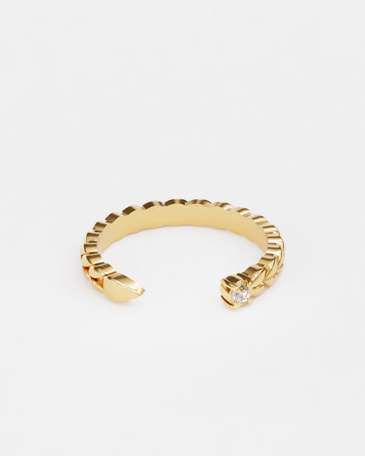 Gold Spikelets mini ring with diamond