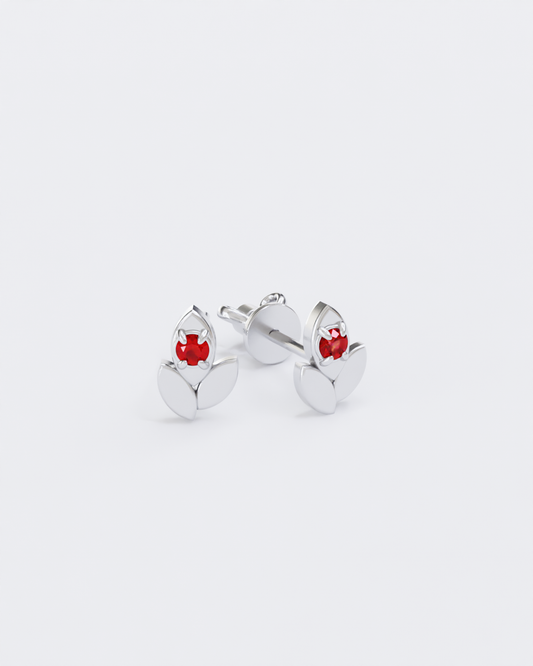 Spikelets gold piercing studs with rubies