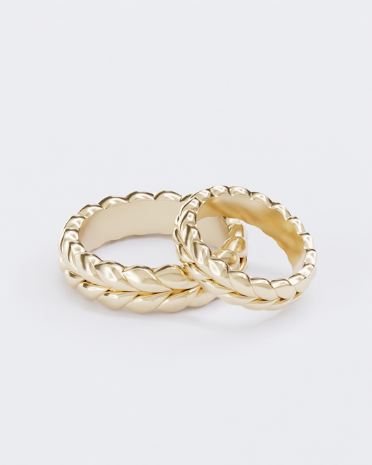 Spikelets gold wedding ring